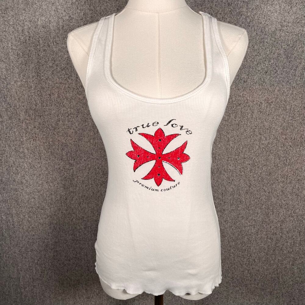 VTG 90s Y2K Streetwear Women's Tank Top Cami Ed Hardy Style Rhinestones Sz S/M